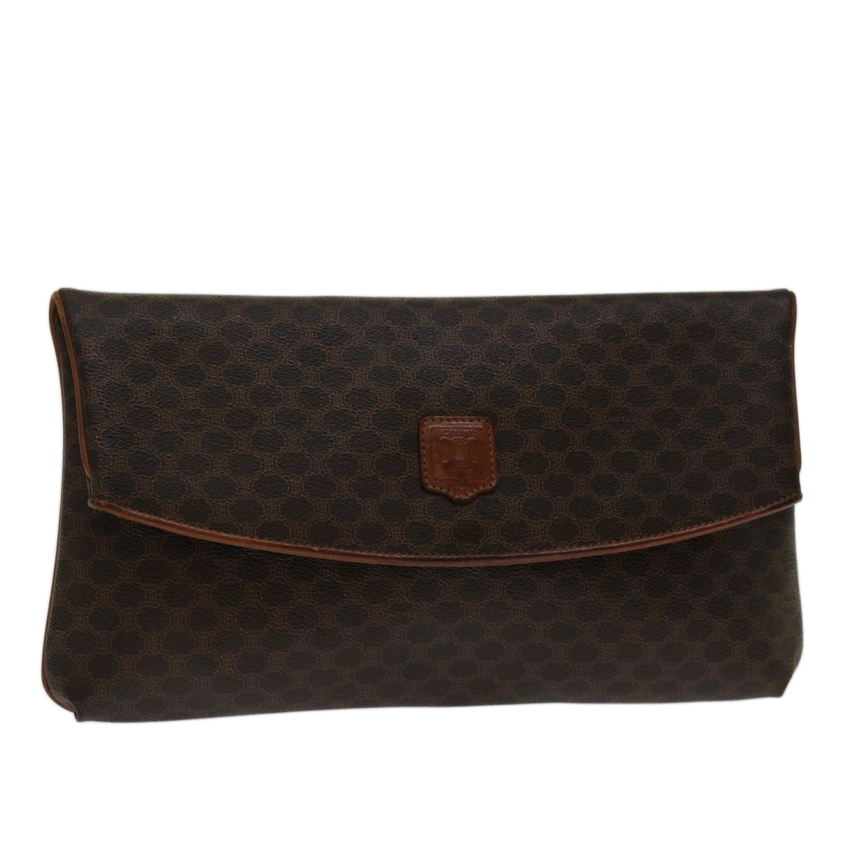 Luxury CELINE Macadam Canvas Clutch Bag PVC Brown  69683