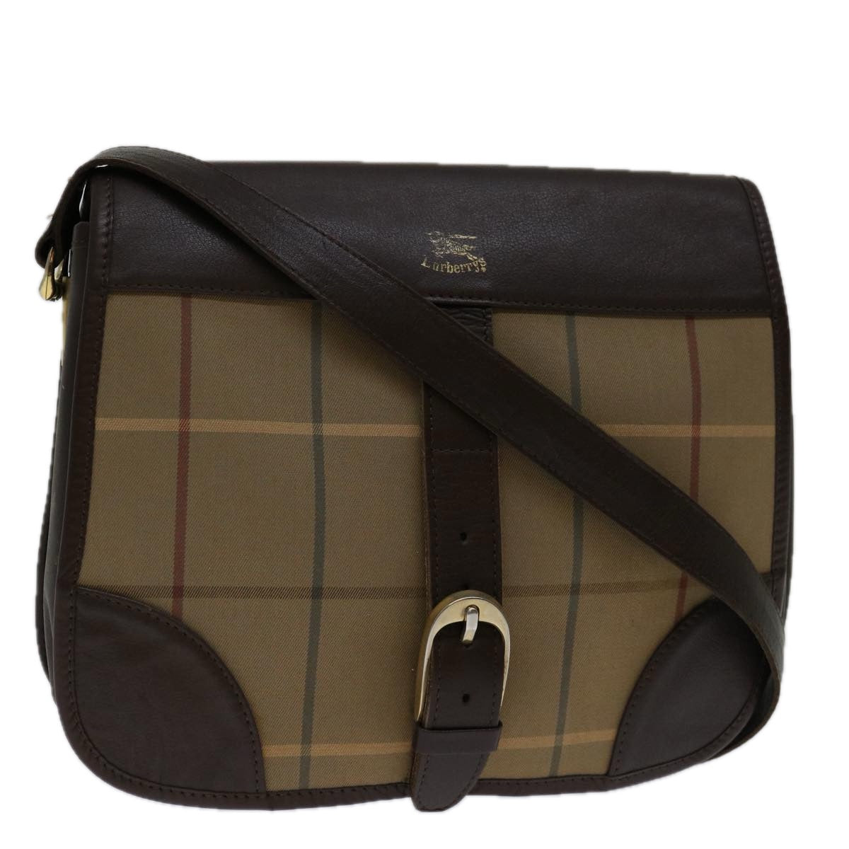 Luxury BurberrySs Nova Check Shoulder Bag Canvas Beige Auth 69685