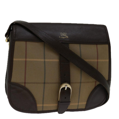 Luxury BurberrySs Nova Check Shoulder Bag Canvas Beige Auth 69685