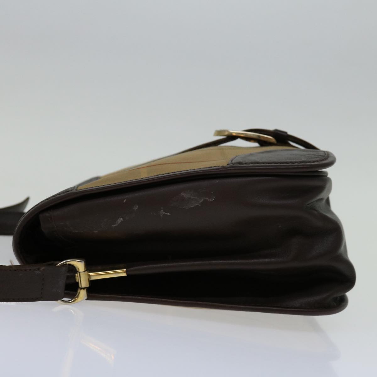Luxury BurberrySs Nova Check Shoulder Bag Canvas Beige Auth 69685
