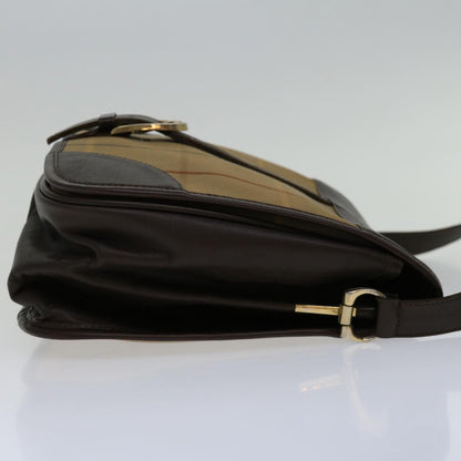 Luxury BurberrySs Nova Check Shoulder Bag Canvas Beige Auth 69685