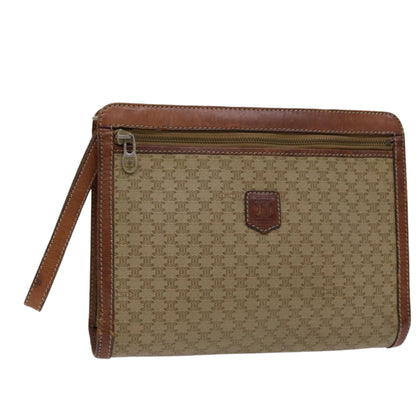 Luxury CELINE Macadam Canvas Clutch Bag PVC Beige Brown  69774