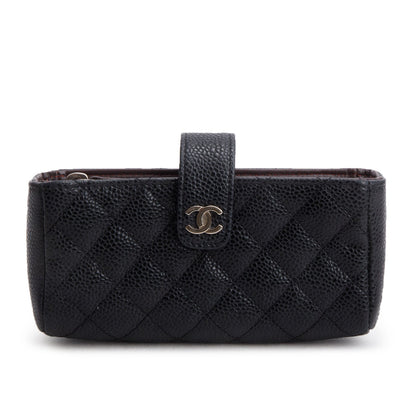 Chanel Black Caviar Quilted CC Phone Pouch