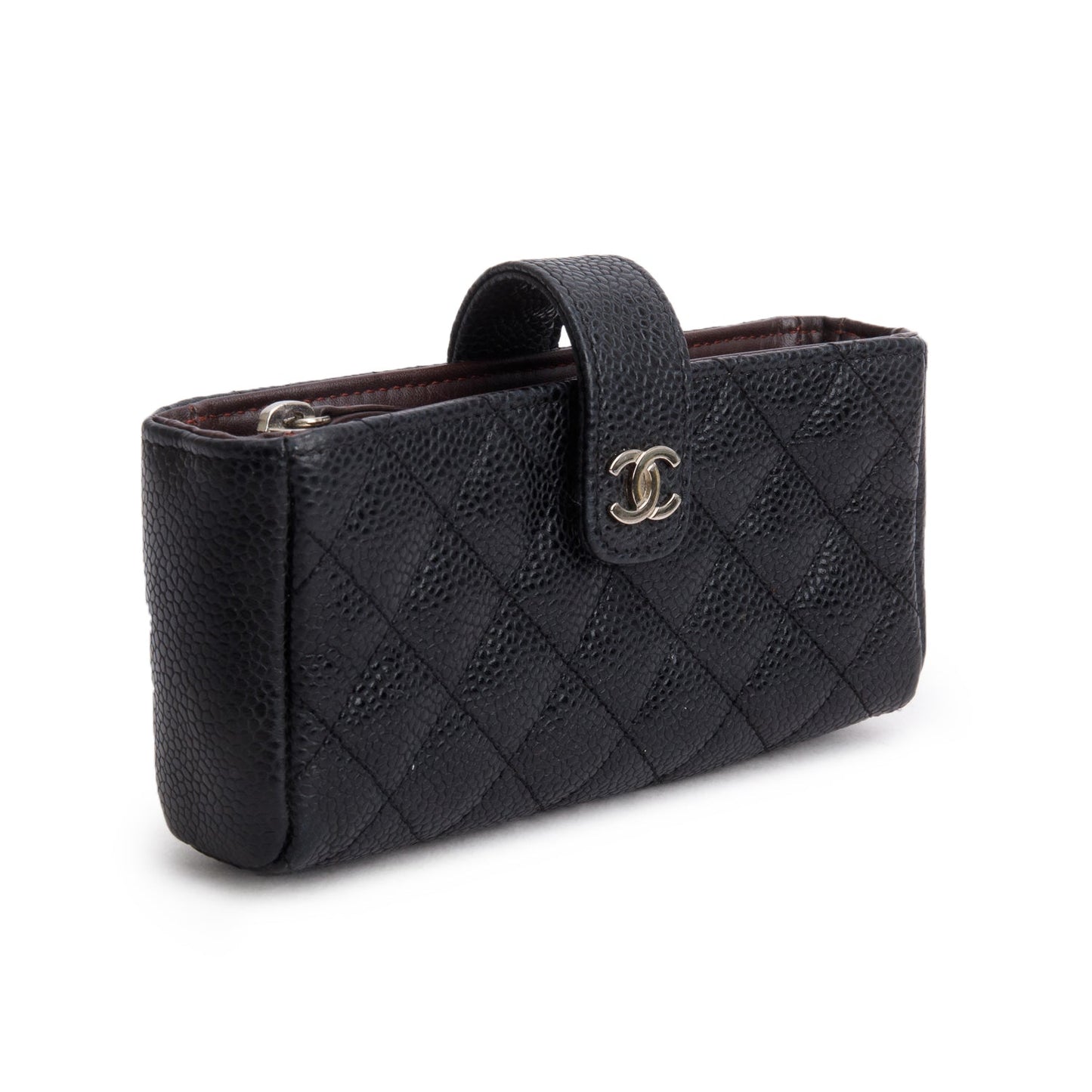 Chanel Black Caviar Quilted CC Phone Pouch