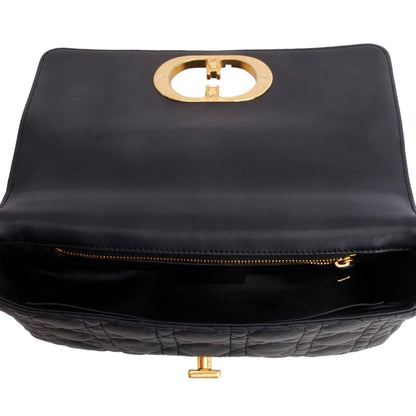 Christian Dior 2023 Black Supple Cannage Calfskin Medium Dior Caro Bag
