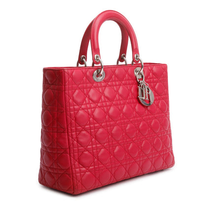 Christian Dior Pink Cannage Leather Large Lady Dior Bag