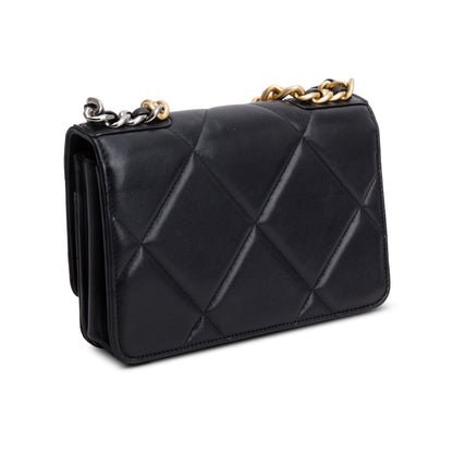 Chanel Black Quilted Lambskin Leather 19 Wallet On Chain