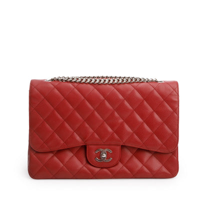 Chanel Red Caviar Classic Jumbo Single Flap Bag