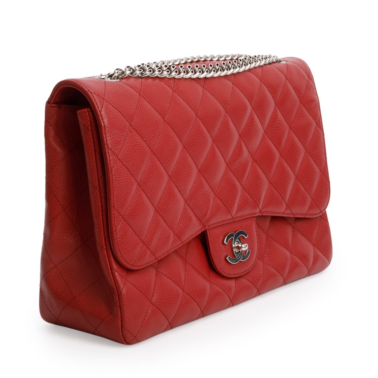 Chanel Red Caviar Classic Jumbo Single Flap Bag