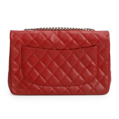 Chanel Red Caviar Classic Jumbo Single Flap Bag