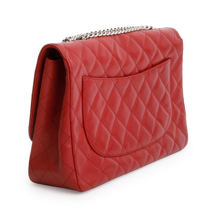 Chanel Red Caviar Classic Jumbo Single Flap Bag
