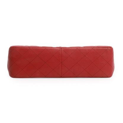 Chanel Red Caviar Classic Jumbo Single Flap Bag