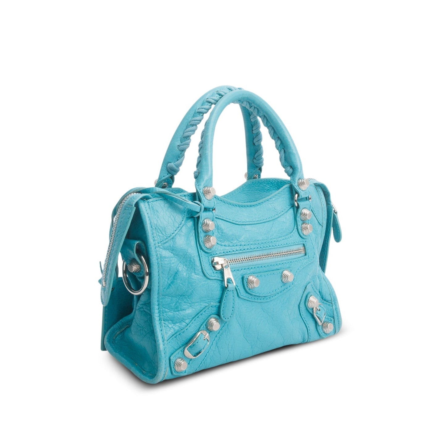 Balenciaga Teal Arena Lambskin Leather Classic Mini City Bag