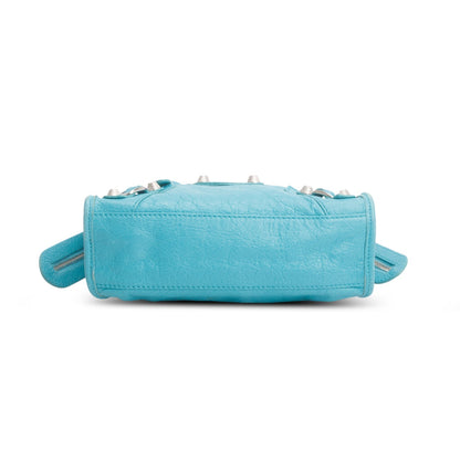 Balenciaga Teal Arena Lambskin Leather Classic Mini City Bag