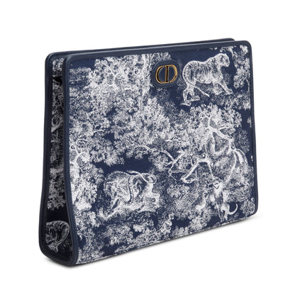 Christian Dior 2024 Blue Toile de Jouy Reverse Jacquard Dea 30 Montaigne Pouch