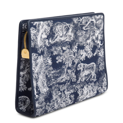 Christian Dior 2024 Blue Toile de Jouy Reverse Jacquard Dea 30 Montaigne Pouch