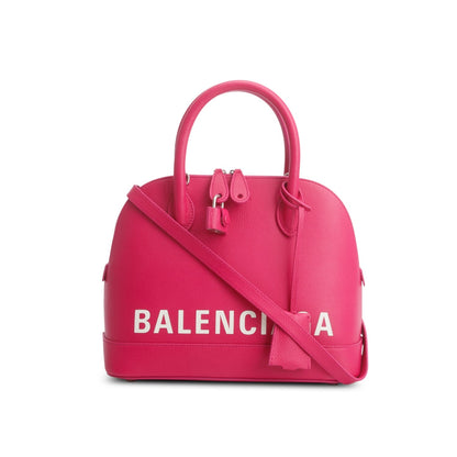 Balenciaga Pink Signature Grained Calfskin Logo S Ville Top Handle Bag