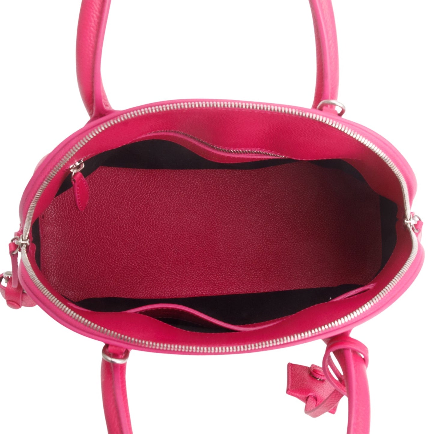 Balenciaga Pink Signature Grained Calfskin Logo S Ville Top Handle Bag