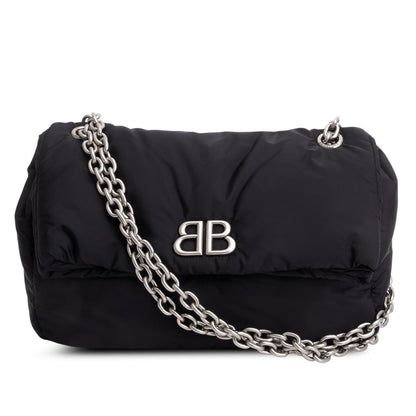 Balenciaga Black Nylon Mini Monaco BB Shoulder Bag
