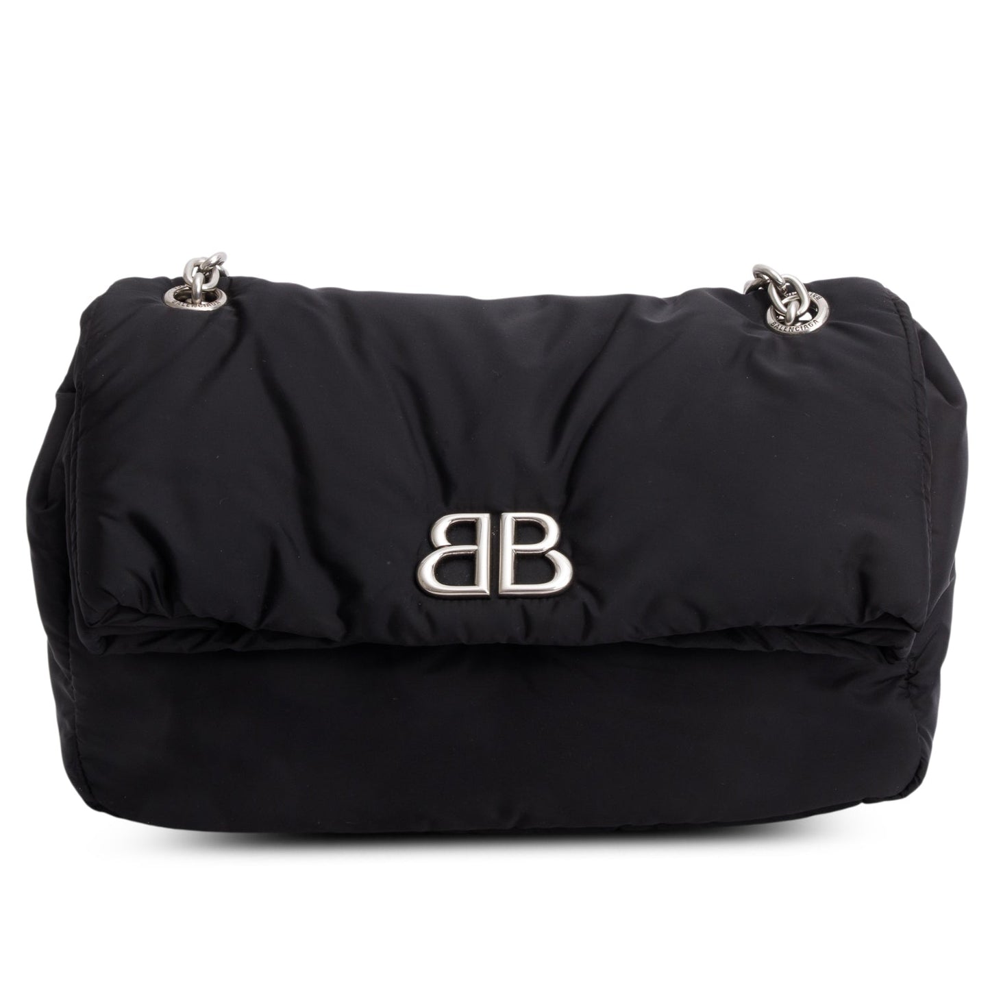 Balenciaga Black Nylon Mini Monaco BB Shoulder Bag
