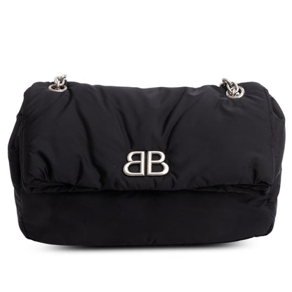 Balenciaga Black Nylon Mini Monaco BB Shoulder Bag