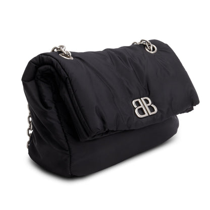 Balenciaga Black Nylon Mini Monaco BB Shoulder Bag