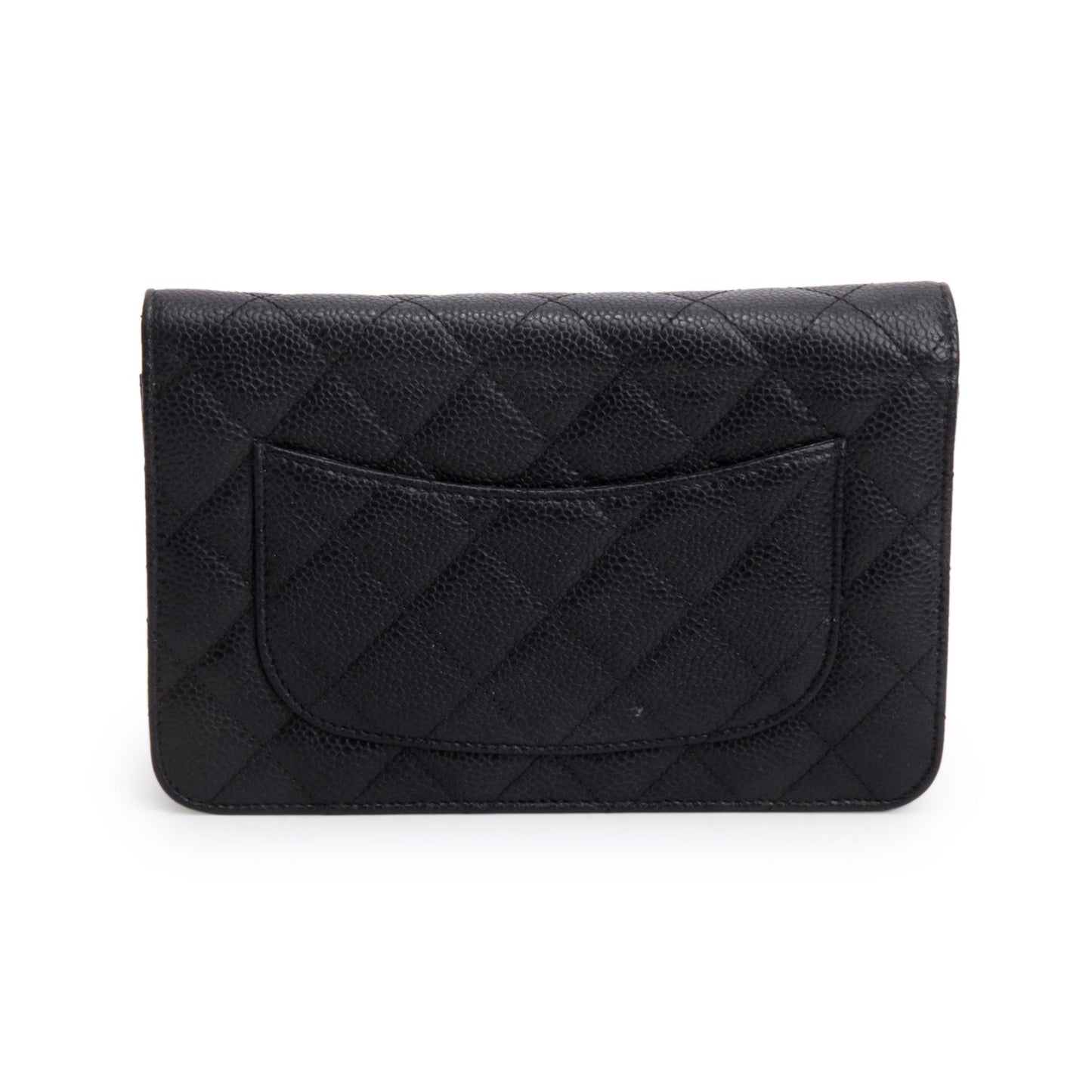Chanel Black Quilted Caviar Leather Classic Wallet on Chain