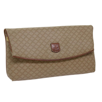 Luxury CELINE Macadam Canvas Clutch Bag PVC Beige Brown  69882