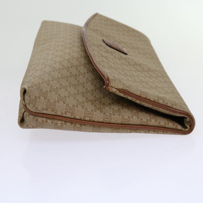 Luxury CELINE Macadam Canvas Clutch Bag PVC Beige Brown  69882