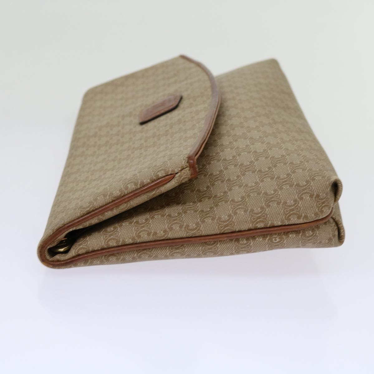 Luxury CELINE Macadam Canvas Clutch Bag PVC Beige Brown  69882
