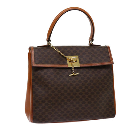 Luxury CELINE Macadam Canvas Hand Bag PVC Brown  69890