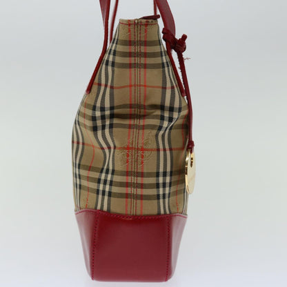 Luxury Burberry Nova Check Tote Bag Canvas Beige Red Auth 69899
