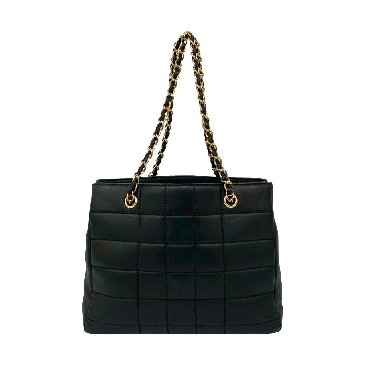 CHANEL Tote Bag lambskin black Chocolate bar