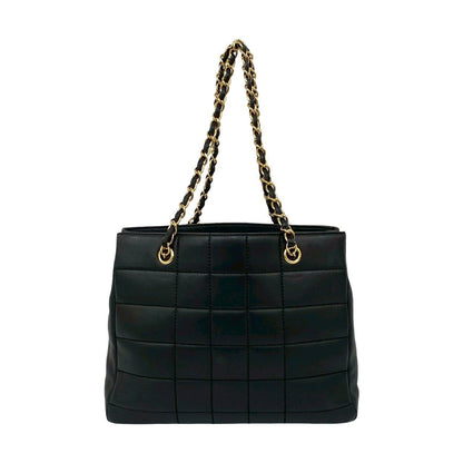 CHANEL Tote Bag lambskin black Chocolate bar