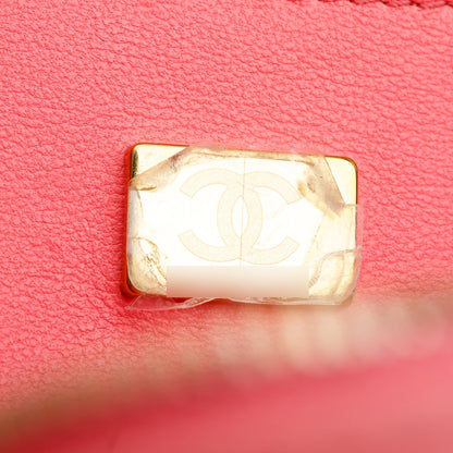 Chanel Pink Lambskin Leather CC In Love Heart Bag
