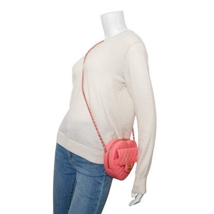Chanel Pink Lambskin Leather CC In Love Heart Bag