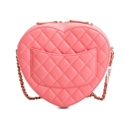 Chanel Pink Lambskin Leather CC In Love Heart Bag