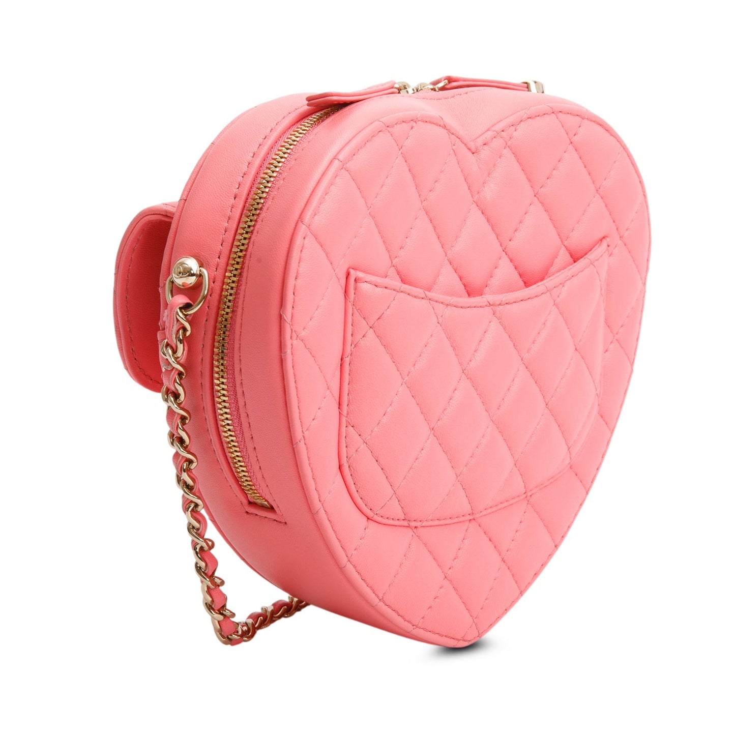 Chanel Pink Lambskin Leather CC In Love Heart Bag