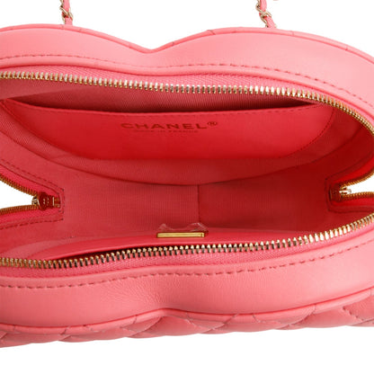 Chanel Pink Lambskin Leather CC In Love Heart Bag