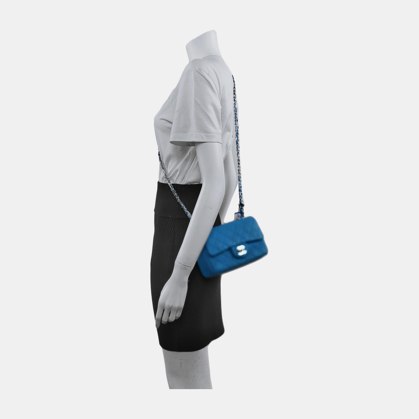 Chanel Classic Flap Rectangular Mini Blue Caviar Leather