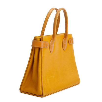 Burberry Yellow Calfskin Leather Small Tote
