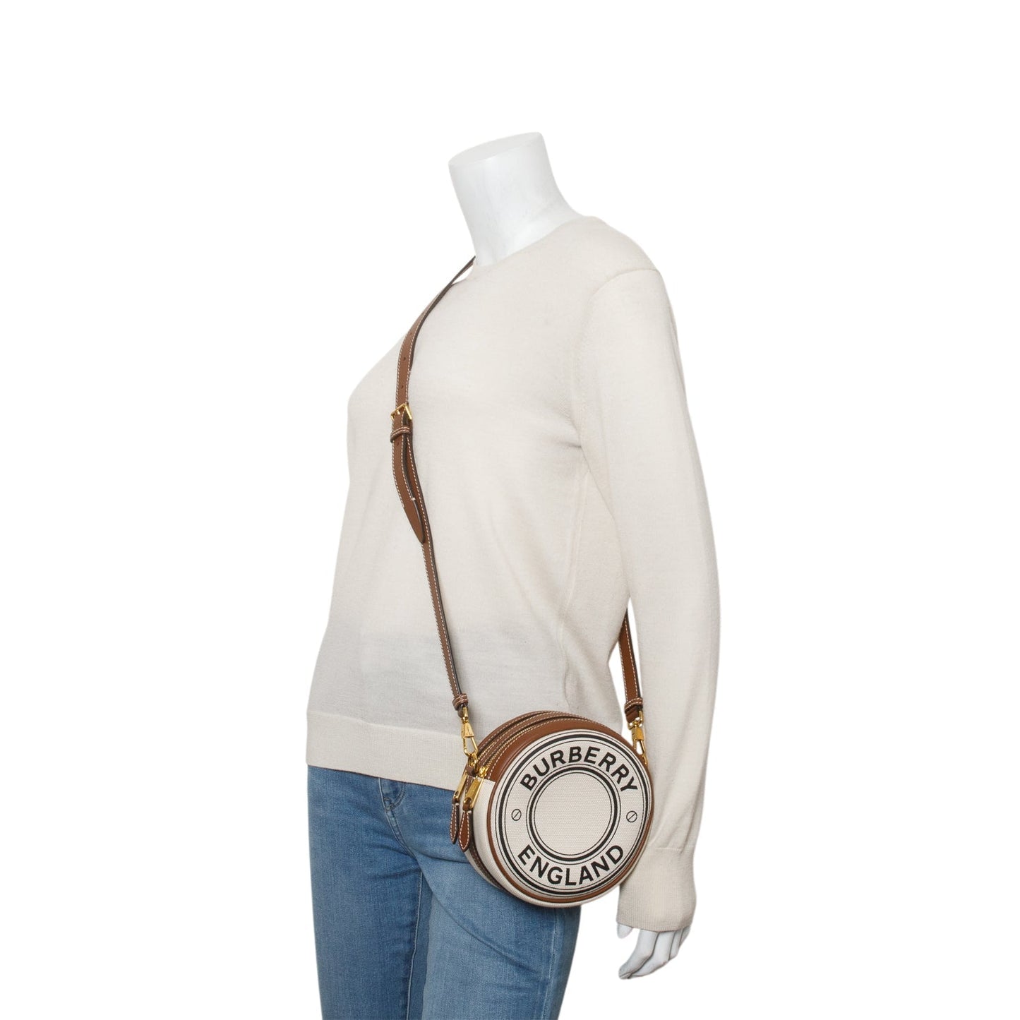Burberry Beige Canvas Calfskin Louise Bag