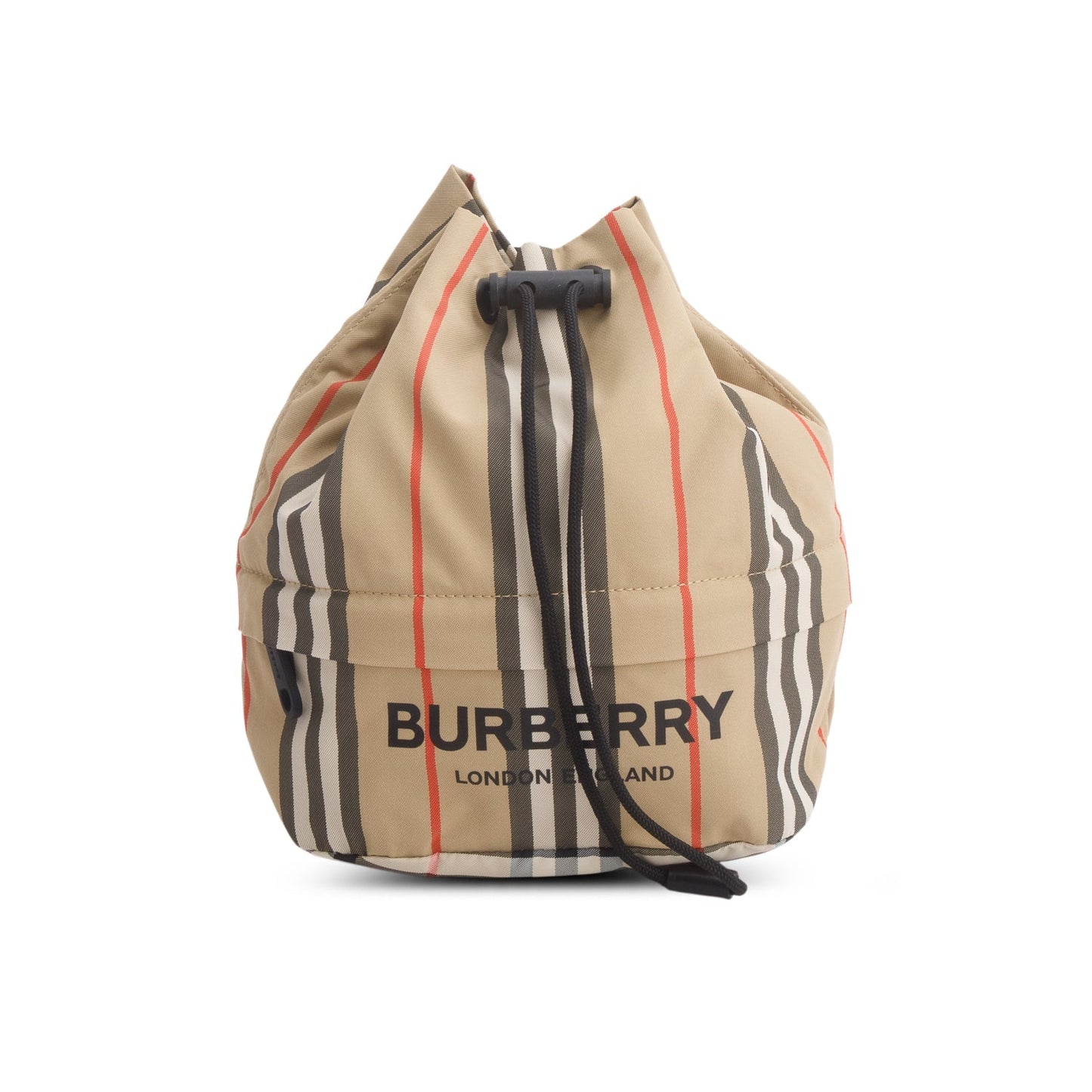 Burberry Beige Icon Stripe Nylon Phoebe Mini Drawstring Pouch