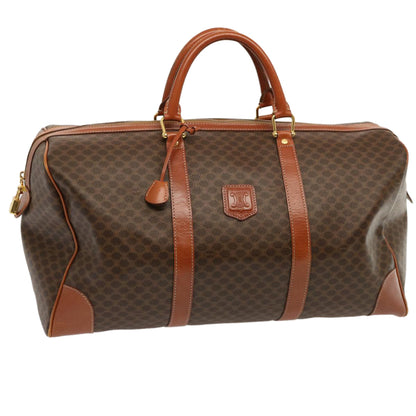 Luxury CELINE Macadam Canvas Boston Bag PVC Brown  69967