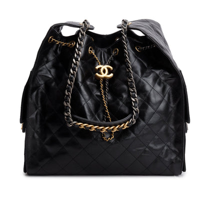 Chanel Black Grained Lambskin Medium 25 Handbag