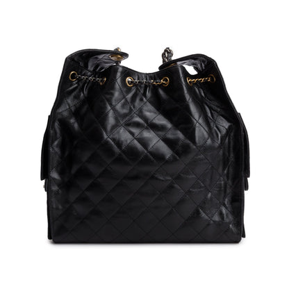 Chanel Black Grained Lambskin Medium 25 Handbag