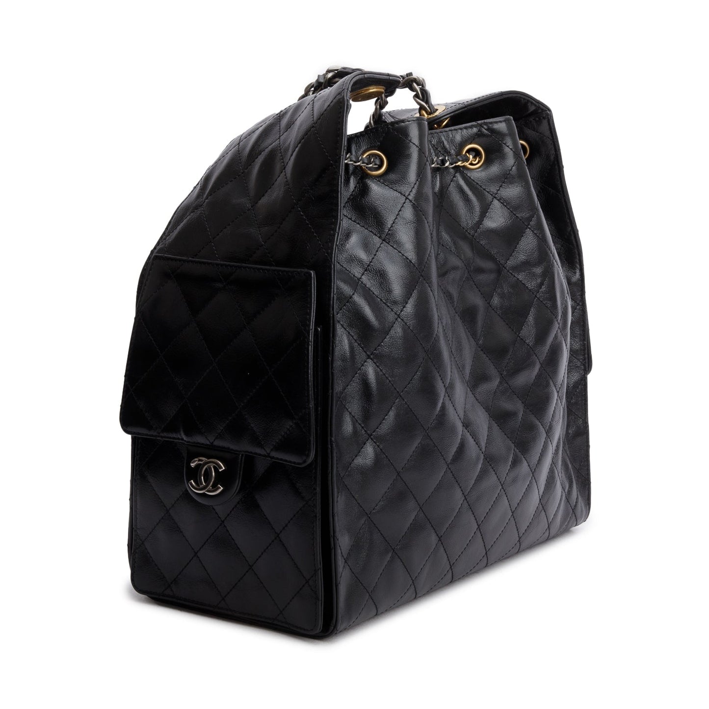 Chanel Black Grained Lambskin Medium 25 Handbag