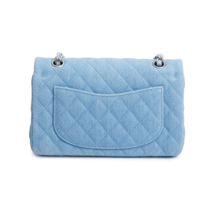 Chanel Blue Denim Quilted Small Double Flap Bag