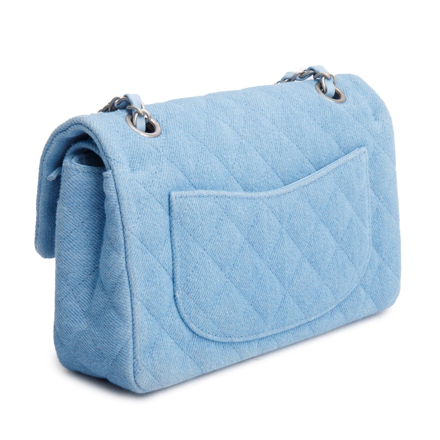Chanel Blue Denim Quilted Small Double Flap Bag