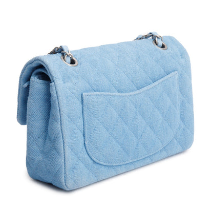 Chanel Blue Denim Quilted Small Double Flap Bag
